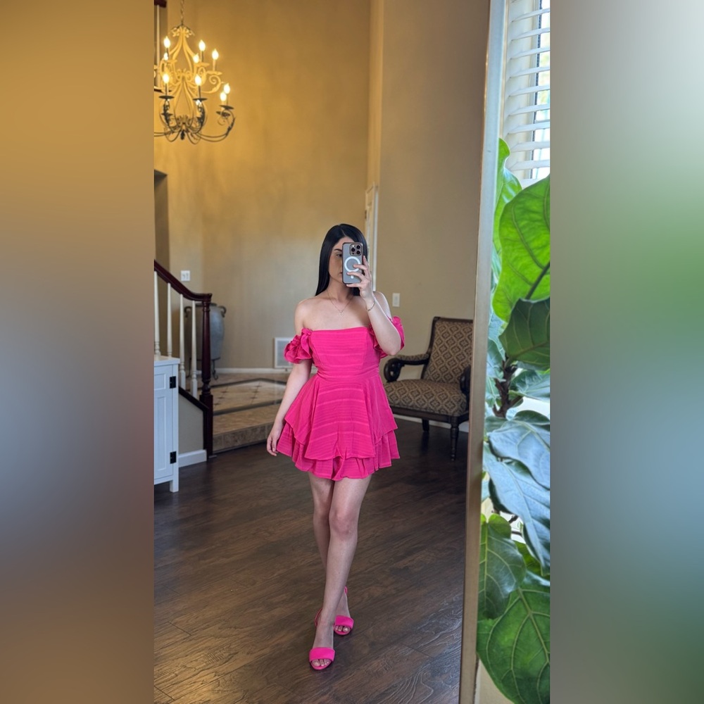 Elegant Pink Off-shoulder Romper